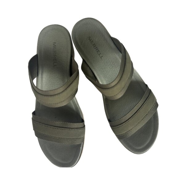 Merrell Kaiteri Women's Wedge Slide Olive Green Sandals - Picture 4 of 5